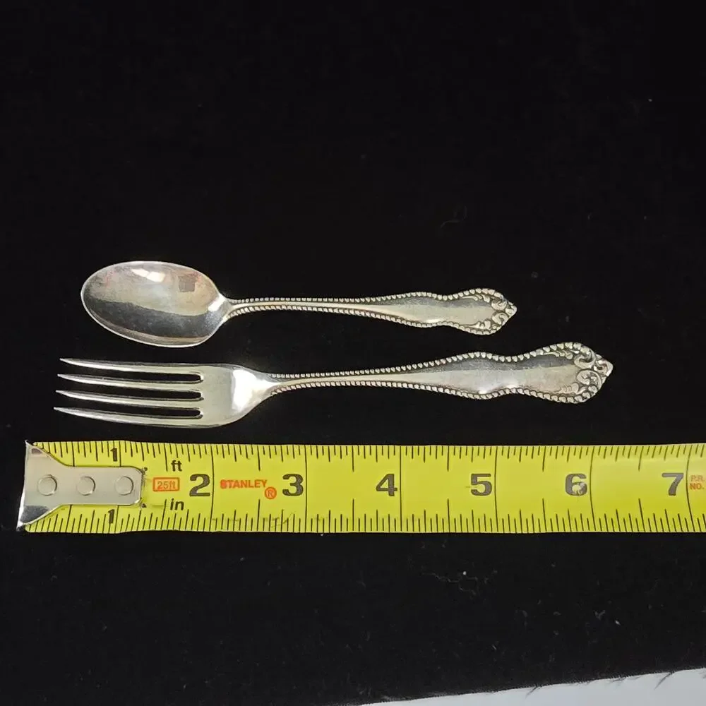 Vintage Rockford Silver Plate Co Fork Spoon Children's Engraved 